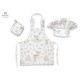 MimiNu - Set Micutul bucatar Cu sort o boneta si accesoriu pentru vase calde Din bumbac certificat Oeko Tex Standard 100 Sweet D