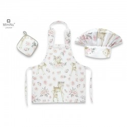 MimiNu - Set Micutul bucatar Cu sort o boneta si accesoriu pentru vase calde Din bumbac certificat Oeko Tex Standard 100 Sweet D