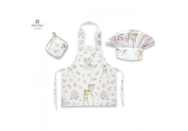 MimiNu - Set Micutul bucatar Cu sort o boneta si accesoriu pentru vase calde Din bumbac certificat Oeko Tex Standard 100 Sweet D