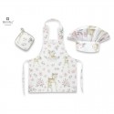 MimiNu - Set Micutul bucatar Cu sort o boneta si accesoriu pentru vase calde Din bumbac certificat Oeko Tex Standard 100 Sweet D