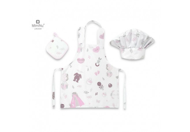 MimiNu - Set Micutul bucatar Cu sort o boneta si accesoriu pentru vase calde Din bumbac certificat Oeko Tex Standard 100 Baby Sh