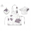 MimiNu - Set Micutul bucatar Cu sort o boneta si accesoriu pentru vase calde Din bumbac certificat Oeko Tex Standard 100 Peonie 