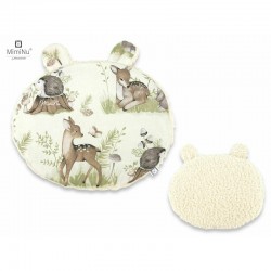 MimiNu - Perna ergonomica Ursulet Cu doua fete si cu doua urechi Dimensiune 33x27 cm Din tesatura imitatie de lana si bumbac Mat