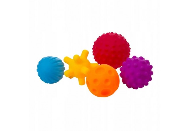 Bocioland - Set mingi senzoriale colorate Pentru bebelusi 5 piese