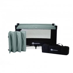 Petite&Mars - Patut pliant cu doua nivele Cu intrare laterala cu fermoar 2 roti 120x60 cm Iron Green