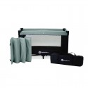 Petite&Mars - Patut pliant cu doua nivele Cu intrare laterala cu fermoar 2 roti 120x60 cm Iron Green