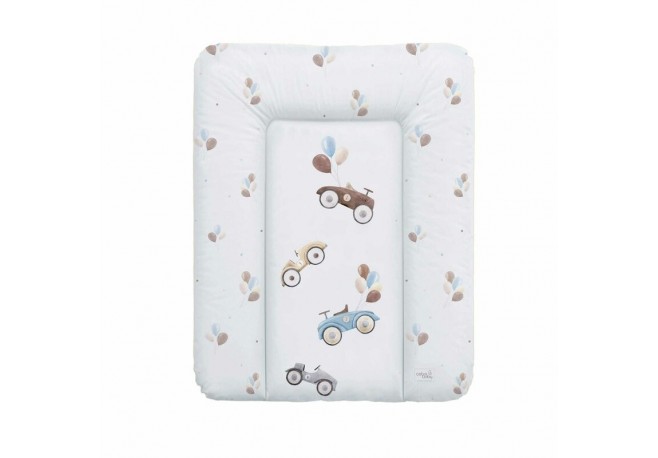 Ceba Baby - Saltea de infasat moale Retro Cars Fara ftalati 70 x 50 cm Alb/Bej