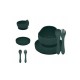 Petite&Mars - Set de hranire Cu farfurie Bol si tacamuri Din silicon fara BFA Verde inchis