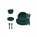 Petite&Mars - Set de hranire Cu farfurie Bol si tacamuri Din silicon fara BFA Verde inchis