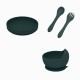 Petite&Mars - Set de hranire Cu farfurie Bol si tacamuri Din silicon fara BFA Verde inchis