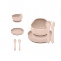 Petite&Mars - Set de hranire Cu farfurie Bol si tacamuri Din silicon fara BFA Bej