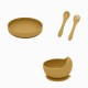 Petite&Mars - Set de hranire Cu farfurie Bol si tacamuri Din silicon fara BFA Ocru
