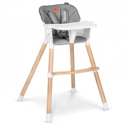 Lionelo - Scaun de masa din fag Koen 2 in 1 Transformabil Sustine 30 kg 6 luni+ Conform cu standardul european de securitate EN1