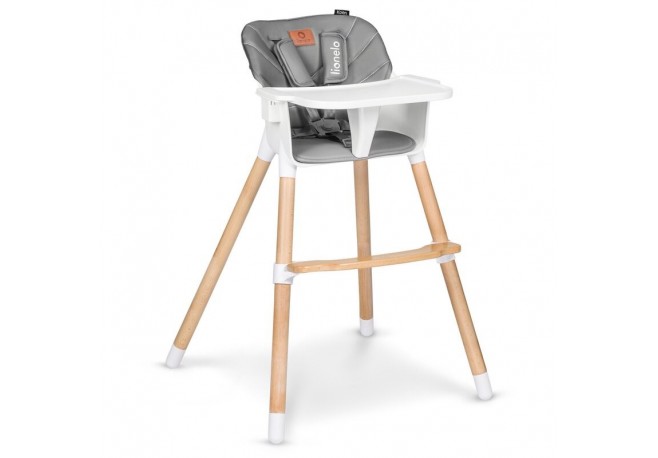 Lionelo - Scaun de masa din fag Koen 2 in 1 Transformabil Sustine 30 kg 6 luni+ Conform cu standardul european de securitate EN1