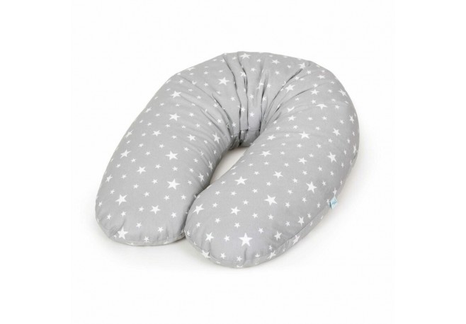 Ceba Baby - Perna de alaptat multifunctionala cu microparticule 190x35 cm Gri Stelute