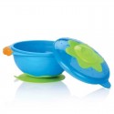 Nuby - Bol cu ventuza si capac 9 luni+ 300 ml Albastru