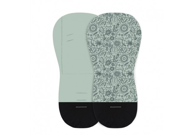 Petite&Mars - Salteluta pentru carucior Reversibila Cu doua fete Din spuma 86x42 cm Verde