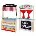 Joueco - Jucarie de lemn din lemn certificat FSC 2 in 1 Teatru si magazin Cu accesorii 110 x 68.5 x 23 cm 3 ani+ Multicolor