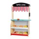 Joueco - Jucarie de lemn din lemn certificat FSC 2 in 1 Teatru si magazin Cu accesorii 110 x 68.5 x 23 cm 3 ani+ Multicolor