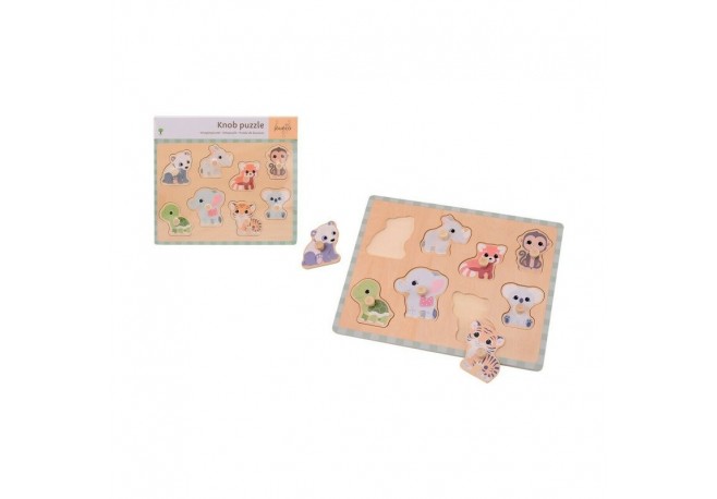 Joueco - Puzzle din lemn certificat FSC Familia Wildies 30 x 27 cm 8 piese Multicolor