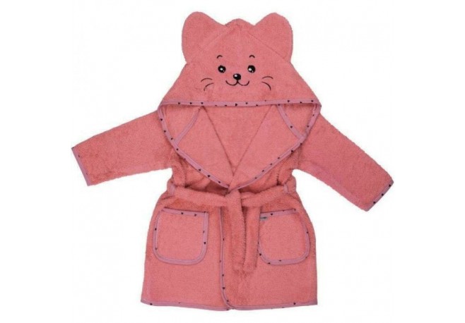 Halat de baie cu urechi Kitty Cu buzunare Cu cordon Bubaba 2 - 4 ani Marime 98/104 Pink