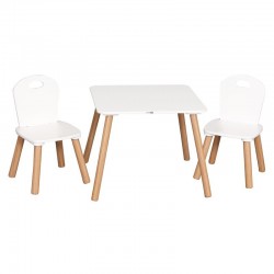 Set masuta si doua scaune pentru copii Athena Din lemn FreeON Alb