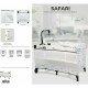 Patut pliant cu doua nivele Safari 120x60 cm Cu carusel cu 3 jucarii Masuta de infasat 2 Roti Cu buzunar lateral Cu intrare late