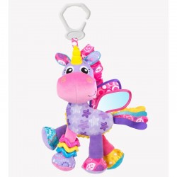Jucarie mare pentru carucior scoica auto si patut Cu jucarie de dentitie Cu sunete Activity Friend Stella Unicorn 39 cm Playgro