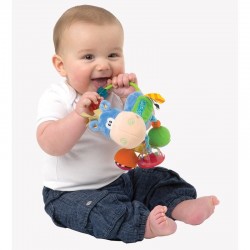 Jucarie zornaitoare si de dentitie cu activitati Cu jucarii de dentitie Cu margele Cu diferite texturi Clip Clop Activity Rattle