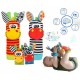 Botosei si bratari cu zornaitoare Animalute dragute pentru bebelusi Set 4 piese 2 pentru maini si 2 pentru picioare Jungle Wrist