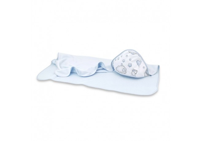 Qmini - Prosop mare cu gluga Dimensiune 100x100 cm Din bumbac si thermo fleece Materiale certificate Oeko Tex Standard 100 Teddy