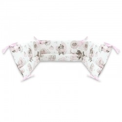 Qmini - Aparatoare pentru patut 120X60 cm Din bumbac certificat Oeko Tex Standard 100 180x30 cm Cu panglici Teddy Bear and Frien