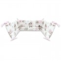 Qmini - Aparatoare pentru patut 120X60 cm Din bumbac certificat Oeko Tex Standard 100 180x30 cm Cu panglici Teddy Bear and Frien