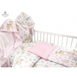 MimiNu - Set pentru bebelusi 6+1 piese Cu paturica de infasat Prosop Paturica Cearceaf 120x60 cm Fata de perna Husa pilota Jucar