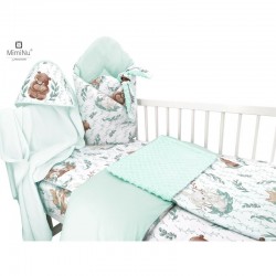 MimiNu - Set pentru bebelusi 6+1 piese Cu paturica de infasat Prosop Paturica Cearceaf 120x60 cm Fata de perna Husa pilota Jucar