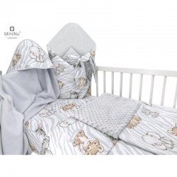 MimiNu - Set pentru bebelusi 6+1 piese Cu paturica de infasat Prosop Paturica Cearceaf 120x60 cm Fata de perna Husa pilota Jucar