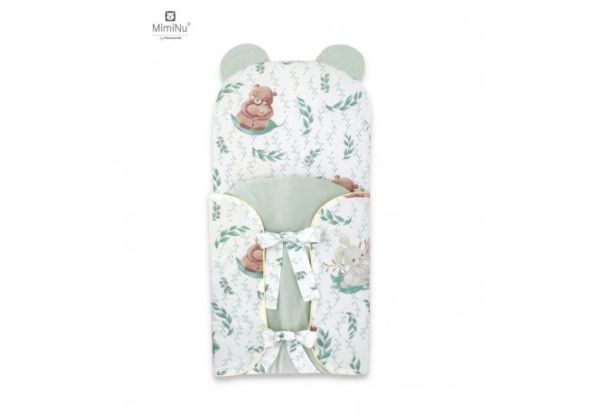 MimiNu - Sac de dormit multifunctional Cu urechi si panglici Din bumbac si tesatura pufoasa din catifea Materiale certificate Oe