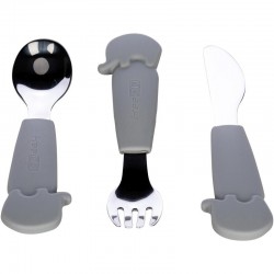Set de 3 tacamuri din inox inoxidabil Cu manere din silicon fara BPA 6 luni + Elephant Conform cu standardul european de securit