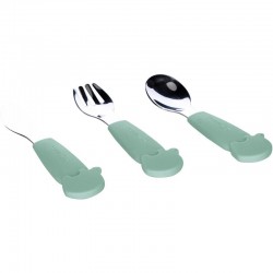 Set de 3 tacamuri din inox inoxidabil Cu manere din silicon fara BPA 6 luni+ Elephant Conform cu standardul european de securita