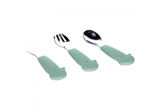 Set de 3 tacamuri din inox inoxidabil Cu manere din silicon fara BPA 6 luni+ Elephant Conform cu standardul european de securita