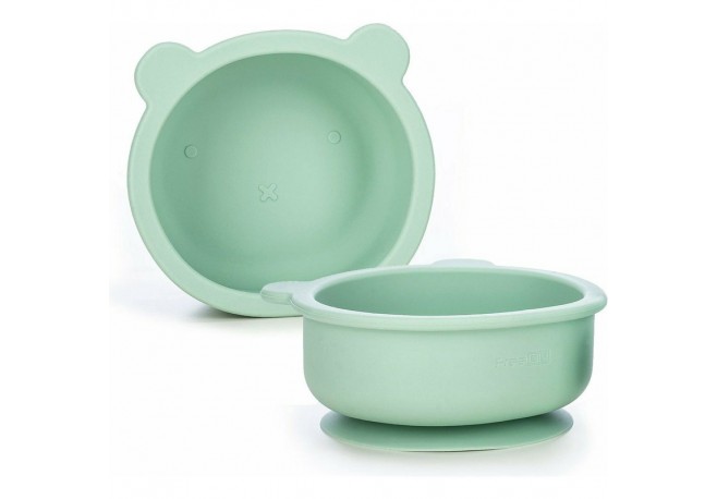 Bol din silicon fara BPA Cu ventuza 6 luni + Conform cu standardul european de securitate EN14372:2004 FreeON Bear Mint
