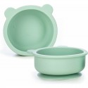 Bol din silicon fara BPA Cu ventuza 6 luni + Conform cu standardul european de securitate EN14372:2004 FreeON Bear Mint
