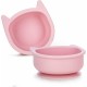 Bol din silicon fara BPA Cu ventuza 6 luni + Conform cu standardul european de securitate EN14372:2004 FreeON Kitty Pink