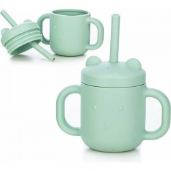 Cana din silicon fara BPA Cu manere Cu pai 6 luni+ Conform cu standardul european de securitate EN 14350:2020 FreeON Mint