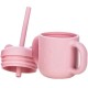 Cana din silicon fara BPA Cu manere Cu pai 6 luni+ Conform cu standardul european de securitate EN 14350:2020 FreeON Pink