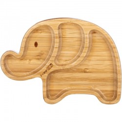 Farfurie compartimentata din bambus Cu ventuza Conform cu standardul european de securitate EN 14372:2004 FreeON Elephant