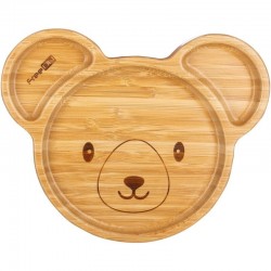 Farfurie compartimentata din bambus Cu ventuza Conform cu standardul european de securitate EN 14372:2004 FreeON Bear