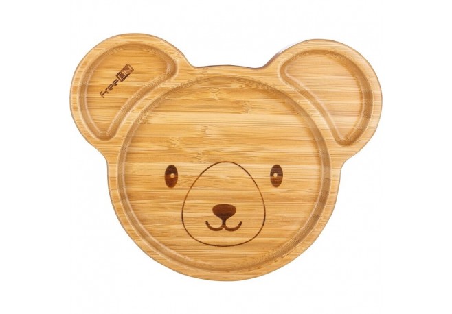 Farfurie compartimentata din bambus Cu ventuza Conform cu standardul european de securitate EN 14372:2004 FreeON Bear