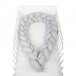 Protectie laterala pentru patut Tip Bumper impletit YappyGum Utilizabil si ca baby nest Din tricot YappyKids Lungime 240 cm Grey