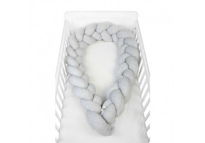 Protectie laterala pentru patut Tip Bumper impletit YappyGum Utilizabil si ca baby nest Din tricot YappyKids Lungime 240 cm Grey